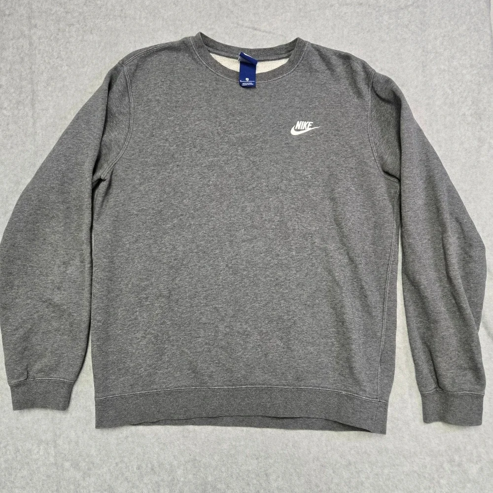 Nike Club Fleece Crewneck Sweatshirt Mens M Gray Swoosh Athletic 804340-071